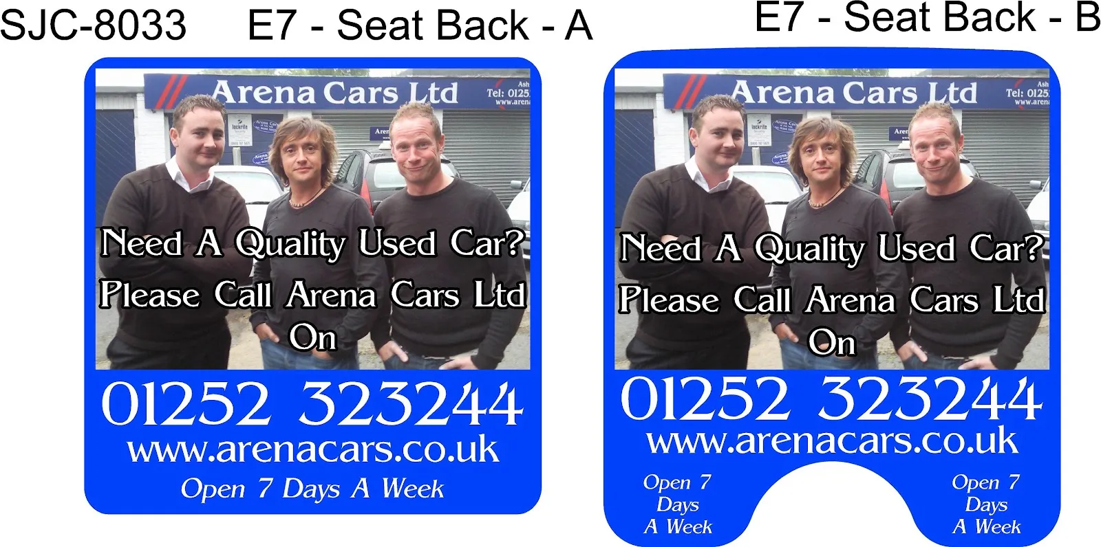Rushmoor Taxis advertisements — flip seats